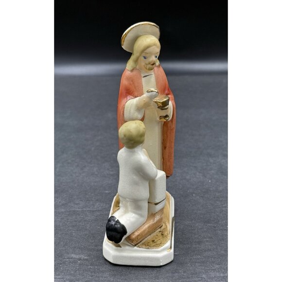 Holy Communion Jesus & Boy Vintage Ceramic 4.5" Figurine J.L. Co. Japan - Picture 4 of 8